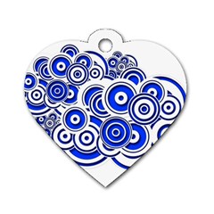 Trippy Blue Swirls Dog Tag Heart (one Sided)  by StuffOrSomething