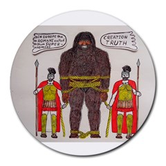 Big Foot & Romans 8  Mouse Pad (round) by creationtruth