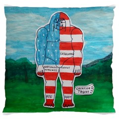 Painted Flag Big Foot Aust Large Cushion Case (two Sided)  by creationtruth