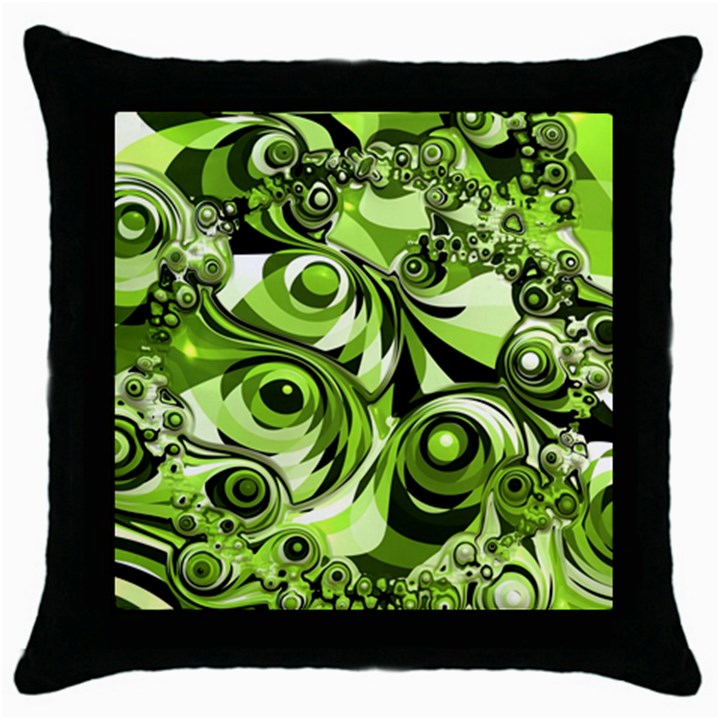 Retro Green Abstract Black Throw Pillow Case