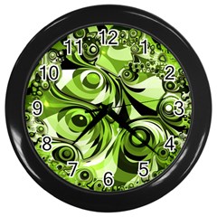 Retro Green Abstract Wall Clock (Black)