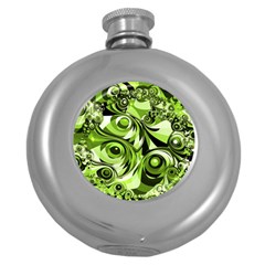 Retro Green Abstract Hip Flask (round) by StuffOrSomething