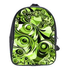 Retro Green Abstract School Bag (Large)