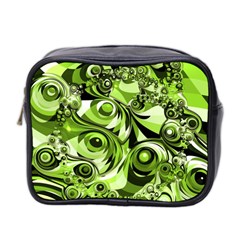 Retro Green Abstract Mini Travel Toiletry Bag (two Sides)