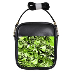 Retro Green Abstract Girl s Sling Bag