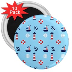 Sailing The Bay 3  Button Magnet (10 pack)