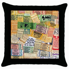 Retro Concert Tickets Black Throw Pillow Case