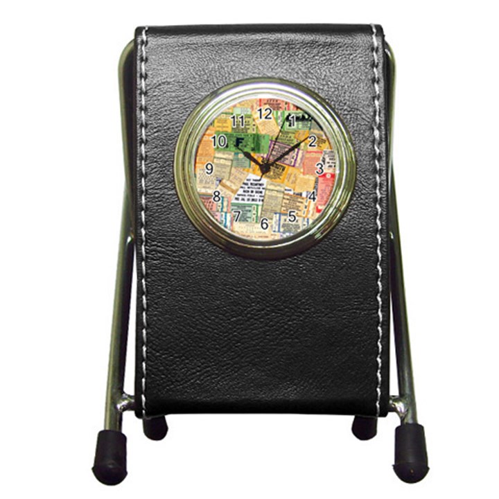 Retro Concert Tickets Stationery Holder Clock