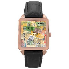 Retro Concert Tickets Rose Gold Leather Watch 