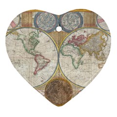 1794 World Map Heart Ornament