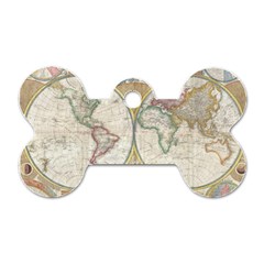 1794 World Map Dog Tag Bone (One Sided)