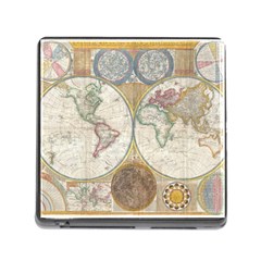 1794 World Map Memory Card Reader with Storage (Square)