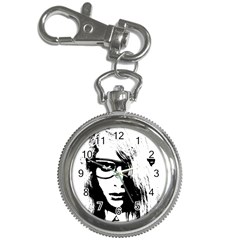 Hipster Zombie Girl Key Chain Watch by chivieridesigns