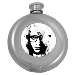 Hipster Zombie Girl Hip Flask (round) by chivieridesigns