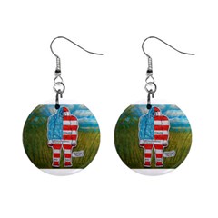 Painted Flag Big Foot Austral Mini Button Earrings by creationtruth