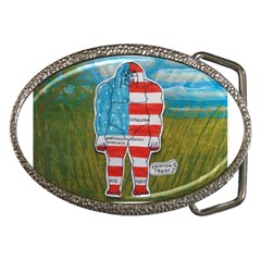 Painted Flag Big Foot Austral Belt Buckle (oval) by creationtruth