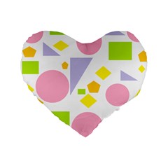 Spring Geometrics 16  Premium Heart Shape Cushion  by StuffOrSomething