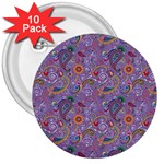 Purple Paisley 3  Button (10 pack) Front