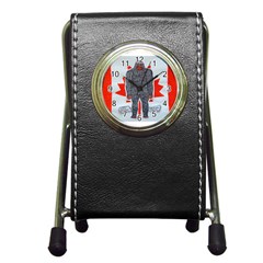 Big Foot A, Canada Flag Stationery Holder Clock by creationtruth