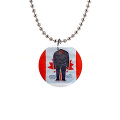 Big Foot H, Canada Flag Button Necklace by creationtruth
