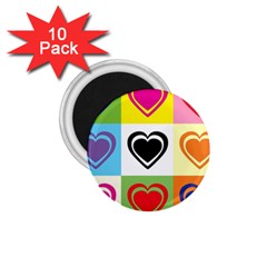 Hearts 1 75  Button Magnet (10 Pack)