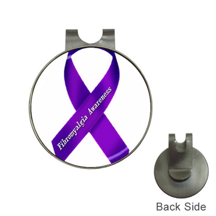 Fibro Awareness Ribbon Hat Clip with Golf Ball Marker