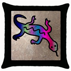 Lizard Black Throw Pillow Case by Siebenhuehner