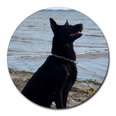 Black German Shepherd 8  Mouse Pad (round) by StuffOrSomething