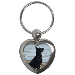 Black German Shepherd Key Chain (heart) by StuffOrSomething