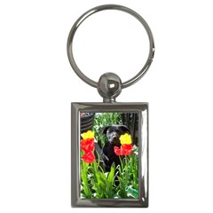 Black Gsd Pup Key Chain (rectangle) by StuffOrSomething