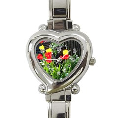 Black Gsd Pup Heart Italian Charm Watch  by StuffOrSomething