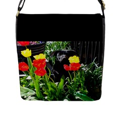 Black Gsd Pup Flap Closure Messenger Bag (large) by StuffOrSomething