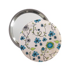 Whimsical Flowers Blue Handbag Mirror (2 25 )