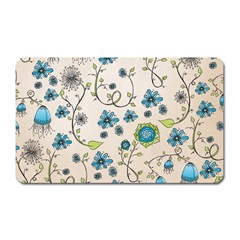 Whimsical Flowers Blue Magnet (rectangular) by Zandiepants