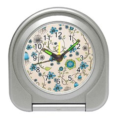 Whimsical Flowers Blue Desk Alarm Clock by Zandiepants
