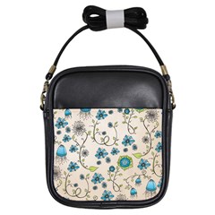 Whimsical Flowers Blue Girl s Sling Bag by Zandiepants