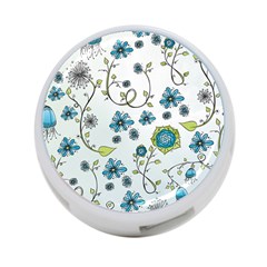 Blue Whimsical Flowers  On Blue 4-port Usb Hub (one Side) by Zandiepants