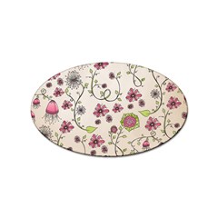 Pink Whimsical Flowers On Beige Sticker (oval) by Zandiepants