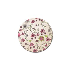 Pink Whimsical Flowers On Beige Golf Ball Marker by Zandiepants