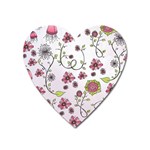 Pink whimsical flowers on pink Magnet (Heart) Front