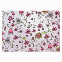 Pink Whimsical Flowers On Pink Glasses Cloth (large) by Zandiepants