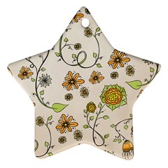 Yellow Whimsical Flowers  Star Ornament by Zandiepants