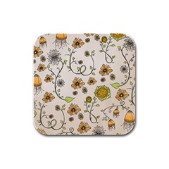 Yellow Whimsical Flowers  Drink Coasters 4 Pack (square) by Zandiepants