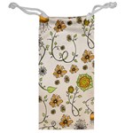 Yellow Whimsical Flowers  Jewelry Bag Back