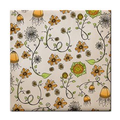 Yellow Whimsical Flowers  Face Towel by Zandiepants