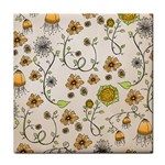 Yellow Whimsical Flowers  Face Towel Front