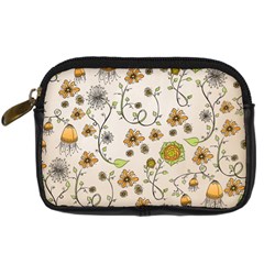 Yellow Whimsical Flowers  Digital Camera Leather Case by Zandiepants