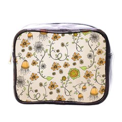 Yellow Whimsical Flowers  Mini Travel Toiletry Bag (one Side) by Zandiepants