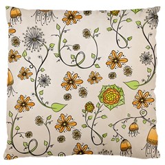 Yellow Whimsical Flowers  Large Cushion Case (single Sided)  by Zandiepants