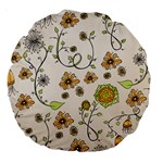 Yellow Whimsical Flowers  18  Premium Round Cushion  Back